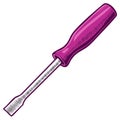 Pink handle flathead screwdriver illustration in a retro engraved style Royalty Free Stock Photo