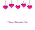 Pink Hanging hearts on white background