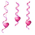 Pink hanging streamers and hearts