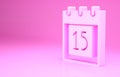 Pink Happy Independence day India icon isolated on pink background. Flyer design for 15th August. Minimalism concept. 3d