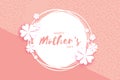 Pink Happy Mothers Day. Paper cut Floral Greeting card . Circle frame. Royalty Free Stock Photo