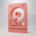 Pink Hard disk drive HDD icon isolated on pink background. Minimalism concept. 3D render illustration Royalty Free Stock Photo