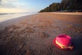 Pink hat on beach Royalty Free Stock Photo