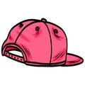 Pink Hat Snapback Cap Backward Doodle Drawing Vector Illustration