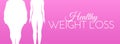 Pink Healthy Weight Loss Web Banner Illustration with Women Silhouette