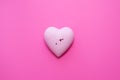 Pink heart on pink background. copy space. concept of love. day valentine, valentine`s day