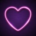 Pink heart background on dark violet brick wall. Royalty Free Stock Photo