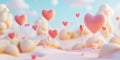 Pink Heart Balloons Love Clouds Royalty Free Stock Photo