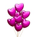 Pink heart balloons on the white background. 3D render