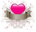 Pink heart and banner Royalty Free Stock Photo