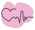 Pink heart beat, icon icon Royalty Free Stock Photo