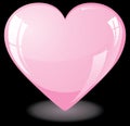 Pink heart on black background