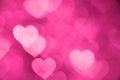 Pink heart bokeh background photo, abstract holiday backdrop Royalty Free Stock Photo