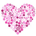 Pink heart of cogwheels gears. Mechanical silhouette of human heart