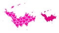 Pink Heart Collage Map of Saint Barthelemy