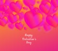 Pink heart colorful neon figures falling background,Valentine`s day greeting Banner Royalty Free Stock Photo