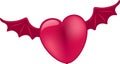 Pink heart with dark pink wings Royalty Free Stock Photo