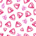 Pink heart diamonds and ruby seamless vector pattern