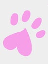 Pink heart shaped dog paw print