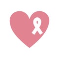 pink heart emblem with symbol breast cancer