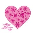 Pink heart with flowers on a white background