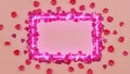 Pink Heart Frame with Rose Petals Royalty Free Stock Photo