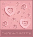 Pink heart, greeting card, flower background Royalty Free Stock Photo