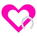 Pink heart with horse shoe on white background Royalty Free Stock Photo