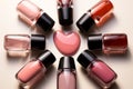 Pink heart hosts an ensemble of nail polish bottles, chic decor