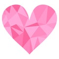 Pink heart icon in low poly design. Decoration element for greeting and love cards isolated on white background Royalty Free Stock Photo