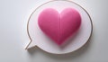 Pink Heart Inside Speech Bubble on White Background. 3D Rendering Royalty Free Stock Photo
