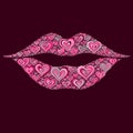 Pink Heart Lips Kiss Print Mosaic