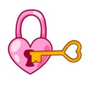 Pink Heart Lock and Golden Key