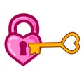 Pink Heart Lock and Golden Key Icon