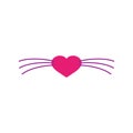 Pink heart and long whiskers. Vector illustration and drawing. Royalty Free Stock Photo