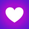 White heart symbol with pink offset lines on purple background