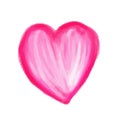 Pink Heart Painted watercolor vector illustration, hand drawn heart isolated, Sketch for for valentine`s day Royalty Free Stock Photo
