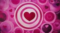 Pink heart pattern with concentric circles, abstract love theme