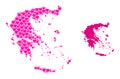 Pink Heart Pattern Map of Greece