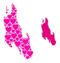 Pink Heart Pattern Map of Zanzibar Island