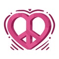 pink heart peace symbol