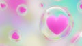 Pink heart protected by bubbles