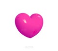 Pink heart. Realistic 3d design icon pink heart symbol love. The view is straight. Vector. Illustration Royalty Free Stock Photo