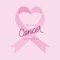 Pink heart ribbon of breast cancer awareness vector design Royalty Free Stock Photo