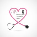 Pink heart ribon sign.Breast Cancer October Awareness Month Camp