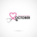 Pink heart ribon sign.Breast Cancer October Awareness Month Camp