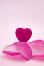 Pink heart with rose petals. Vertical. Valentine`s day, gentle spring background Royalty Free Stock Photo