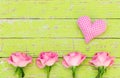 Pink heart and roses for Valentine`s or Mother`s Day background