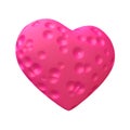 Pink heart with round caves isolated