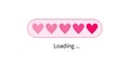 Pink heart set. Love loading Progress status bar icon. Funny happy valentines day greeting card. Web design app download timer.